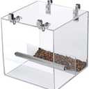 Automatic Bird Feeder No Mess Bird Cage Pet Feeder Seed Food Container for Parakeet Canary Cockatiel Parrot Finch Canary Acrylic (6.3 x 6.3 x 6.3 inch)