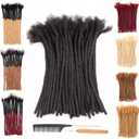 DAIXI 0.4cm and 0.2cm 0.6cm 0.8cm Options 4-18 Inch 60 Strands 100% Real Human Hair Dreadlock Extensions for Man/Women Handmade Permanent Loc Extensions Bundles Can Be Dyed Bleached Curled and Twisted