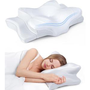 Ultra Pain Relief Cooling Pillow for Neck Support, Adjustable Cervical Pillow Cozy Sleeping, Odorless Ergonomic Contour Memory Foam Pillows, Orthopedic Bed Pillow for Side Back Stomach Sleeper 