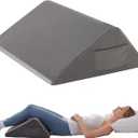 Knee Pillow for Back Sleeping, Leg Pillow Knee Wedge Pillow, Memory Foam Wedge Pillows for Legs After Surgery, Triangle Pillow for Knee Support, Leg Elevation, Knees Hip Back Pain Relief, Short Plush (23.6*18.9*7.9 Inch)