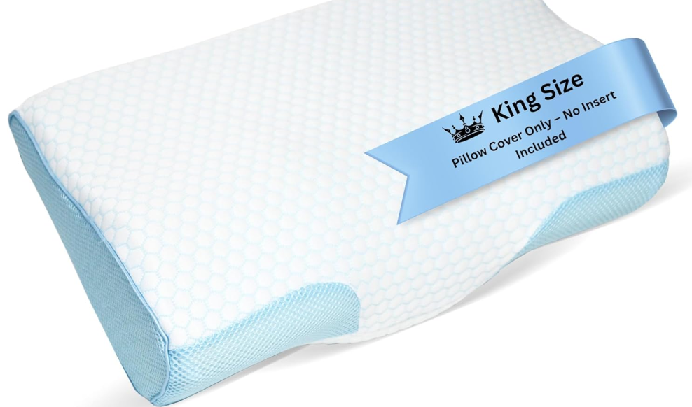 Derila King Size Cooling Pillowcase | Optimal Temperature Control for Your Memory Foam Pillow for Perfect Sleep. Quality Material White Pillowcase ensures Anti Snore Pillows