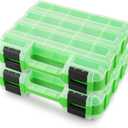 Small Parts Tool Box Organizer, 2-Packs Double-sided 34-Compartment Storage Tool with Removable Dividers, Plastic Storage for Hardware, Screws, Bolts, Nails, Nuts, Jewelry and Fishing Accessories