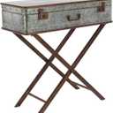Deco 79 Metal Side End Accent Table End Table with Suitcase Style Top, Side Table 32" x 16" x 32", Gray