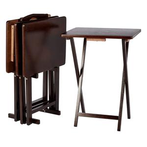 Amazon Basics Classic Foldable TV Dinner Tray Table with Storage Rack, 14.6 L x 19 W x 26 H inch, Espresso, 4-Pack