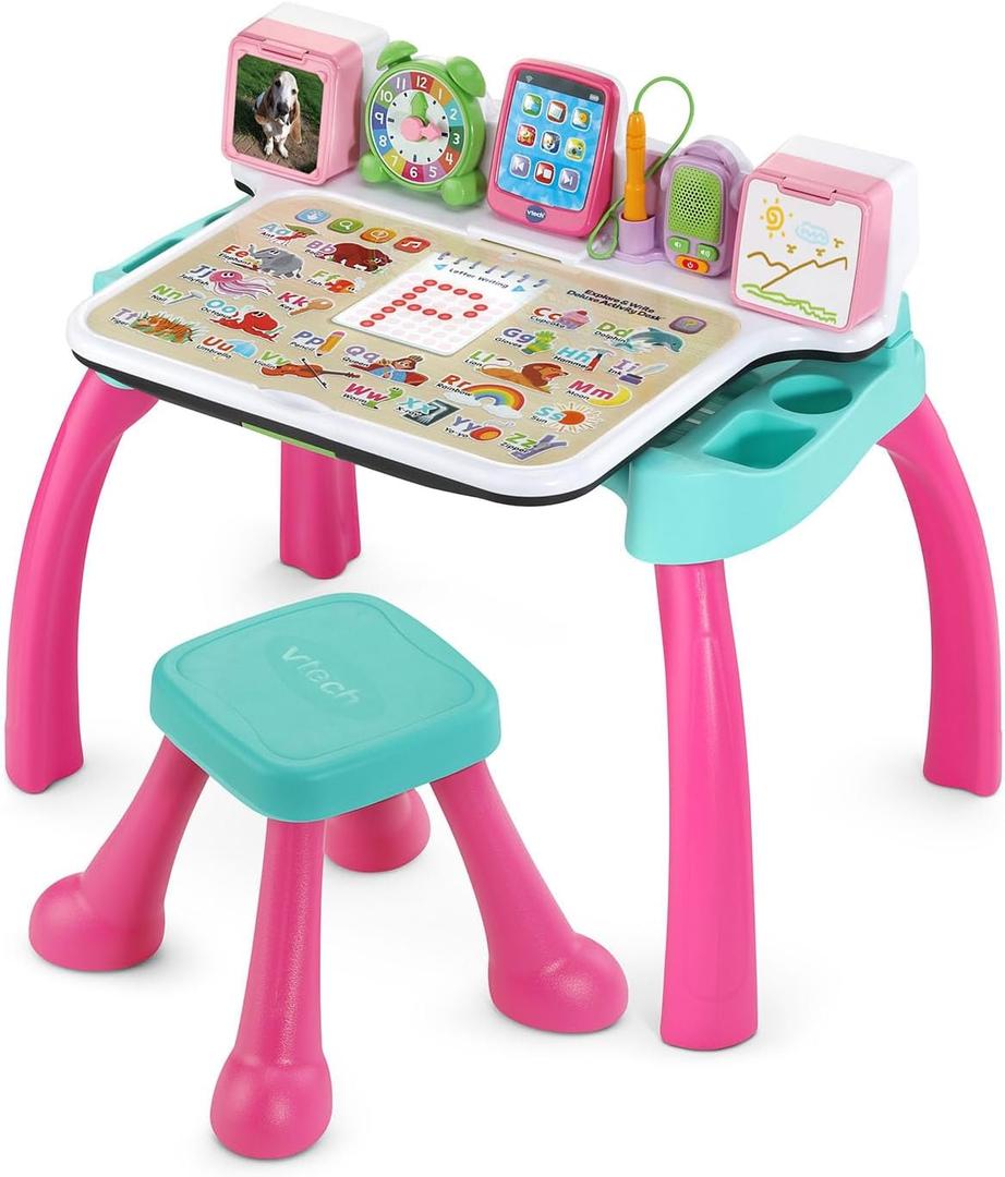 VTech Explore and Write Deluxe Activity Desk (Frustration Free Packaging), Pink, 21.5" x 25.3" x 18.2"