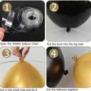 Black & Gold Birthday Decorations Set for Men- Happy Birthday Party Supplies with Banner, Hanging Swirls, Tablecloth, Cake Toppers and Balloons Arch for Graduation Decor