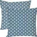 PANDICORN Floral Throw Pillow Covers 18x18 Inch Set of 2 Vintage Blue and White Pattern Flower Boho Outdoor Spring Farmhouse Decorations Decorative Cushion Cases for Home Living Room Couch Decor