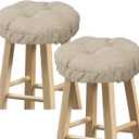 baibu Set of 2 Stool Covers Round, Super Soft Round Bar Stool Cushion Covers Seat Cushion - 2 Cushions Only (Beige,12" (30cm))