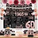 60th Birthday Decorations for Women, Rose Gold Back In 1965 Birthday Banner Decorations, Happy 60th Birthday Cake Topper, Balloons, Backdrop, Sash Party Supplies for Women