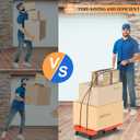 SOYO Folding Hand Truck, 500lbs Heavy Duty Dolly, Portable 6 Wheels Collapsible Luggage Cart with 2 Elastic Ropes for Moving, Travel, Shopping, House Office Use, Orange