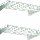 Hyloft 2-Pack Heavy Duty Steel Wall Garage Shelving, 36-Inch X 18-Inch Adjustable, Includes Hanging Rod, Max Shelf Load 200 Pounds, Item 777, White Powder Coated Finish