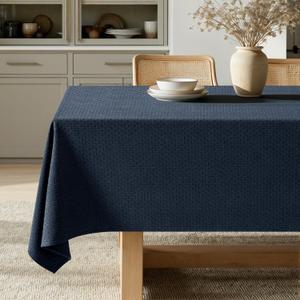 MIULEE Navy Linen Cotton Table Cloth Rectangle Tablecloth Waterproof Spillproof Cross-Star Textured Table Cltoth Decorative Farmhouse Style for Dining Party Weddings 60x84 Inch