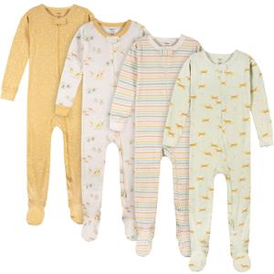 Gerber Unisex Baby 4-Pack Footed Pajamas (2T, Safari)