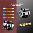 2HP Air Compressor Motor 3450 RPM - Replacement Motor for Air Compressors, 115/230V Dual Voltage, 56 Frame, 5/8” Keyed Shaft, Ultra Quiet 75dB Electrically Reversible
