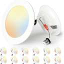 Ensenior 4 Inch LED Can Lights 12 Pack, Dimmable Retrofit Led Recessed Lighting, 5CCT Adjustable Color Temperature (2700K-5000K), 7W=77W 700LM, IC & Damp Rated, ETL&FCC Certified