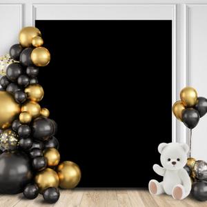 SaitiMade Black Square Backdrop Cover, 6.6x5.2 FT Spandex Wedding Square Arch Cover, Square Backdrop Stand Cover for Birthday Party Ceremony Baby Shower Banquet Decoration