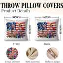 Patriotic Red White and Blue Floral Throw Pillow Covers, Americana Patriotic Independence Day 4th of July Decorations, Memorial Day Decor for Bedroom Couch,American Flag Pillow Covers 18x18