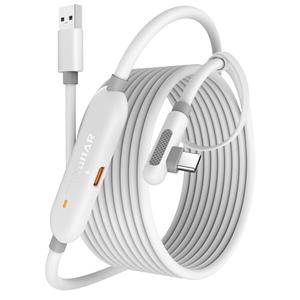 Maxonar VR Charging Link Cable 16FT (Next-Gen Chip) Compatible with Meta Quest 3S/Quest 3/Oculus Quest 2/Pico 4 Accessories and PC/SteamVR/Phones, Awesome Gift-5Gbps USB 3.0 to USB C Cable-White
