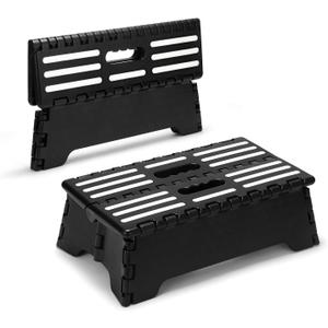 5" H Folding Step Stool for Adults & Elderly, 1 Pcs Lightweight Foldable Step Stool with Handle, Portable Collapsible Step Stool for RV, Kitchen, Bedroom, Black