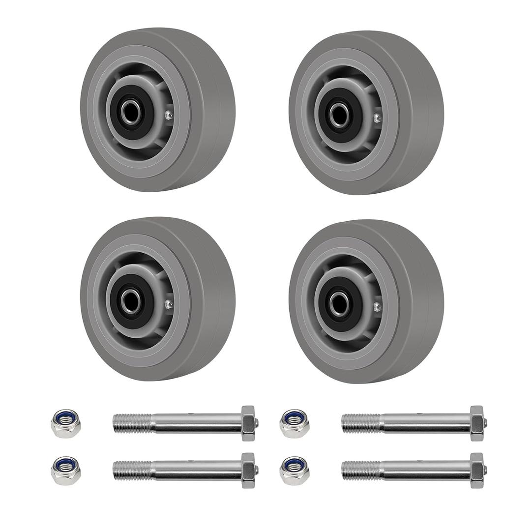 5x2"Heavy Duty Caster Wheels -Industrial Caster Wheels,Rubber Wheels- Set of 4 with up to 2000 LB Capacity