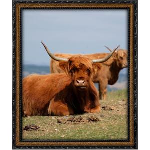 Black Gold 16x20 Picture Frame with Mat, Vintage Wood Photo Frame for Real Glass, Matted 11x14 or 16 x 20 Photos, Easy Photo Changes, Wall Hanging, Antique Ornate Wall Art