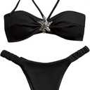 WDIRARA Women's 2 Piece Halter Bikini Sets Sexy Starfish Brazilian Metal Swimsuit L