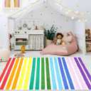 USTIDE Rainbow Area Rug Little Striped Rainbow Rug Non-Slip Machine Washable Rug Soft Carpet for Living Room Bedroom Classroom Dining Kindergarten Grils Room Home Decor, 4x6ft