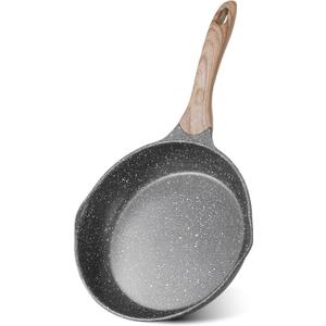 JEETEE 9.5 Inch Nonstick Frying Pan Stone Coating Cookware, Nonstick Omelette Skillet with Soft Touch Handle, Compatible with All Stoves