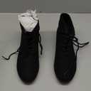 LONDON FOG Crissy Dress Ankle Boot Ladies Lace Up Bootie with Collar (6, Black Suede)