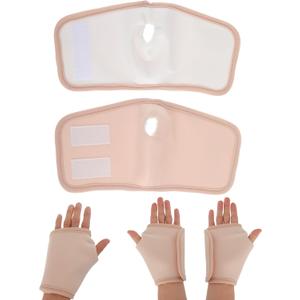 2pcs Castor Oil Packs Hand Wrap Organic Cotton Castor Oil Wrap for Hands Adjustable Castor Oil Pack Wrap Castor Oil Pads Prevent Leakage for Both Hands for Arthritis Hand Pain Relief (Khaki)