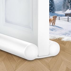 MAXTID Under Door Draft Blocker 36" Door Sealers for Bottom of Door Seal Strip Block Air Double Door Draft Stopper White Door Sweep Noise Cancelling Weather Seal