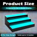 Royxen LED Lighted Liquor Bottle Shelf 3 Tier, 16 Inch Bar Shelf with Remote, Bottle Stand Multi-Color Lighting Modes for Bars