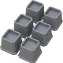 Bed Risers 3 Inch Heavy Duty Bed Elevators, Set of 6 Lifts Up 3,000 lbs Furniture Riser for Sofa and Table, Grey