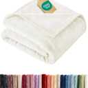 Ultra Soft Fleece Blanket Twin Size - Flannel Fleece Luxury Twin Blanket - Lightweight for Couch Bed Chair - Thick, Warm and Breathable - All Season Cozy Fuzzy, Anti-Static Microplush Bedding, Ivory