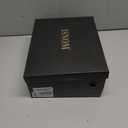 ISNOM Knee High Boots Women Chunky Low Heel Square Toe Elastic Boots Side Zipper Faux Leather Fall Long Tall Boot (6, A-reddish Brown)