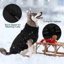 Kuoser Large Dog Coat, Windproof Jackets for Large Dogs, Warm Doggie Coat with Harness Built in, Dog Cold Weather Coats Snow Jacket for Labrador Beagle, Black XXL (XXL (Chest Girth: 35.4''))