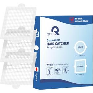 Disposable Hair Catcher Shower Drain Mesh Stickers, Hair Catchers for Shower, 25 Pack, 4.1 Inch - Square