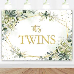 Mocsicka Greenery Twins Baby Shower Backdrop 7x5ft Eucalyptus Baby Shower Decorations Newborn Baby Party Background Photography Background