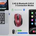 TECKNET Wireless Mouse (BT5.0/3.0 & 2.4G) Rechargeable 4800 DPI Silent USB A & Bluetooth Mouse 6 Buttons, Wide Compatibility - Red