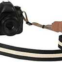 MoKo Camera Strap, Cotton Woven Camera Strap, Adjustable Universal Neck & Shoulder Strap for Video Camcorder, Binoculars, and Nikon/Canon/Sony/Minolta/Panasonic/SLR/DSLR Digital Cameras, Black & Beige