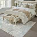 10x14 Washable Area Rug Blue Cream Abstract Non Slip Soft Low Pile Rug for Living Room Bedroom Dining Room Office Neutral Modern Indoor Large Throw Carpet for Home Decor
