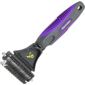 Hertzko Cat Dematting Tool Double Sided Dog and Cat Dematting Comb - for All Pets - Effortlessly Removes Tangles, Mats, and Loose Fur - Safe, Easy Grooming for Cats and Dogs (Purple)