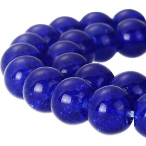 RUBYCA Round Crackle Druk Czech Crystal Pressed Glass Beads for Jewelry Making 10mm Strand (Blue)