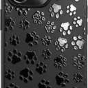 Matte Black Case Compatible with - iPhone 12 Pro - iPhone 12-6.1 inch Protective TPU Rubber Cover with Pawprint Cute Bumper Kawaii Design Shockproof for Teen Girls Minimal Cat Dog Animal Funny