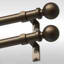 Wolistsa 2 Pack Bronze Curtain Rod, 1 Inch Adjustable Heavy Duty Curtain Rods for Windows 48 to 84 Inch, Decorative Modern Window Treatment Rods, Splicing Metal Drapery Pole, Easy Installation