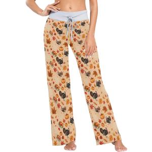 Pajamas Pj Pants Women Lounge Drawstring Soft Palazzo Pj Bottoms Wide Leg Pants (S)