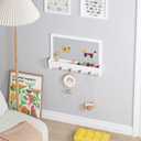 UTEX 2 in 1 Building Block Wall Panel for Kids with Shelf and Hooks, Wood Wall Shelf for Playroom, Nursery, 57.5 cm L x 40 cm W x 9.8 cm H