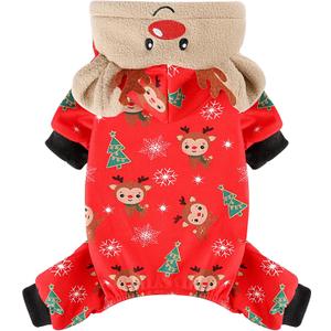 Sebaoyu Dog Christmas Pajamas, Chihuahua Yorkie Doggy Pajamas Christmas, Winter Doggy Pjs Pet Clothes Puppy Outfits Jumpsuits, Happy New Year Small Doggie Apparel（Red, Medium）