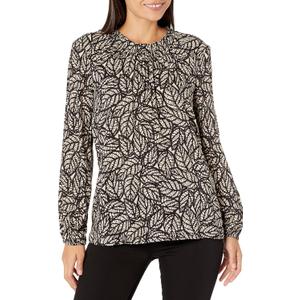 NIC+ZOE Women's Lacy Leaves Top (Black Multi)