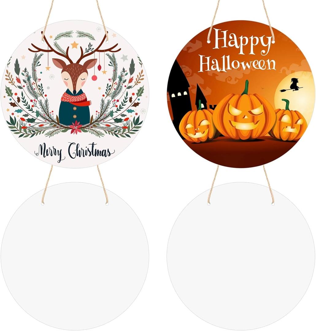 4 Pack Aluminum Sublimation Hanging Disc Signs, 10 Inch Unfinished Blank Decorations